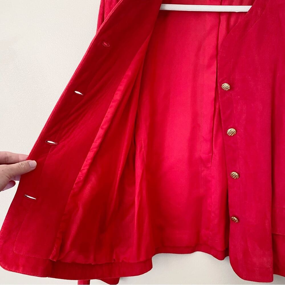 Carlisle | Vintage 100% Suede Button Front Blazer Jacket Classic Dressy Red 10 - Picture 3 of 6